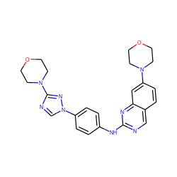 c1cc(-n2cnc(N3CCOCC3)n2)ccc1Nc1ncc2ccc(N3CCOCC3)cc2n1 ZINC000071318993