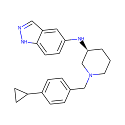 c1cc(C2CC2)ccc1CN1CCC[C@H](Nc2ccc3[nH]ncc3c2)C1 ZINC000114335995