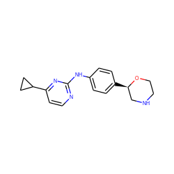 c1cc(C2CC2)nc(Nc2ccc([C@@H]3CNCCO3)cc2)n1 ZINC000149991684