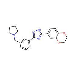 c1cc(CN2CCCC2)cc(-c2n[nH]c(-c3ccc4c(c3)OCCO4)n2)c1 ZINC000013589619