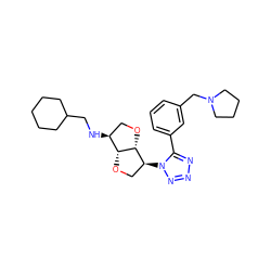 c1cc(CN2CCCC2)cc(-c2nnnn2[C@H]2CO[C@@H]3[C@@H](NCC4CCCCC4)CO[C@H]23)c1 ZINC000004259675