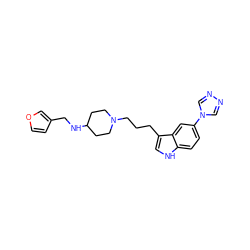 c1cc(CNC2CCN(CCCc3c[nH]c4ccc(-n5cnnc5)cc34)CC2)co1 ZINC000013802483