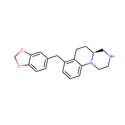 c1cc(Cc2ccc3c(c2)OCO3)c2c(c1)N1CCNC[C@@H]1CC2 ZINC001772649981