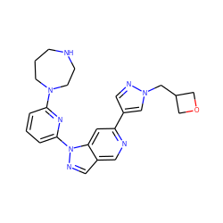 c1cc(N2CCCNCC2)nc(-n2ncc3cnc(-c4cnn(CC5COC5)c4)cc32)c1 ZINC000211047025