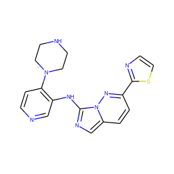 c1cc(N2CCNCC2)c(Nc2ncc3ccc(-c4nccs4)nn23)cn1 ZINC000144897659