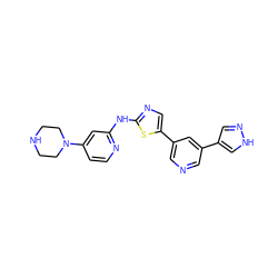 c1cc(N2CCNCC2)cc(Nc2ncc(-c3cncc(-c4cn[nH]c4)c3)s2)n1 ZINC000034838678