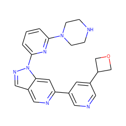 c1cc(N2CCNCC2)nc(-n2ncc3cnc(-c4cncc(C5COC5)c4)cc32)c1 ZINC000216475076