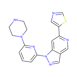 c1cc(N2CCNCC2)nc(-n2ncc3cnc(-c4cncs4)cc32)c1 ZINC000211030576