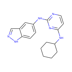 c1cc(NC2CCCCC2)nc(Nc2ccc3[nH]ncc3c2)n1 ZINC000063540099