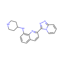 c1cc(NC2CCNCC2)c2nc(-c3nnc4ccccn34)ccc2c1 ZINC000096174945