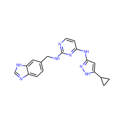 c1cc(Nc2cc(C3CC3)[nH]n2)nc(NCc2ccc3nc[nH]c3c2)n1 ZINC000207556664