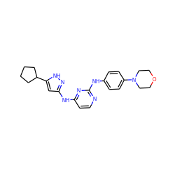 c1cc(Nc2cc(C3CCCC3)[nH]n2)nc(Nc2ccc(N3CCOCC3)cc2)n1 ZINC000203005448