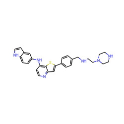 c1cc(Nc2ccc3[nH]ccc3c2)c2sc(-c3ccc(CNCCN4CCNCC4)cc3)cc2n1 ZINC000022932307