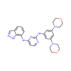 c1cc(Nc2ccnc(Nc3cc(N4CCOCC4)cc(N4CCOCC4)c3)n2)c2[nH]ncc2c1 ZINC000064512924