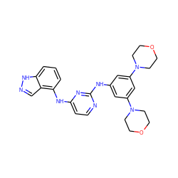 c1cc(Nc2ccnc(Nc3cc(N4CCOCC4)cc(N4CCOCC4)c3)n2)c2cn[nH]c2c1 ZINC000064512112