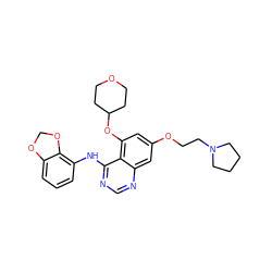 c1cc(Nc2ncnc3cc(OCCN4CCCC4)cc(OC4CCOCC4)c23)c2c(c1)OCO2 ZINC000014949421