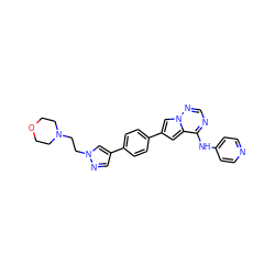 c1cc(Nc2ncnn3cc(-c4ccc(-c5cnn(CCN6CCOCC6)c5)cc4)cc23)ccn1 ZINC000299831865