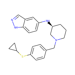 c1cc(SC2CC2)ccc1CN1CCC[C@H](Nc2ccc3[nH]ncc3c2)C1 ZINC000114335916