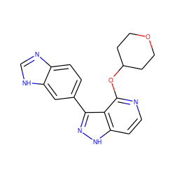 c1cc2[nH]nc(-c3ccc4nc[nH]c4c3)c2c(OC2CCOCC2)n1 ZINC000114771887