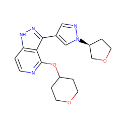 c1cc2[nH]nc(-c3cnn([C@H]4CCOC4)c3)c2c(OC2CCOCC2)n1 ZINC000114749653