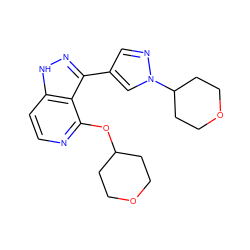 c1cc2[nH]nc(-c3cnn(C4CCOCC4)c3)c2c(OC2CCOCC2)n1 ZINC000114771965