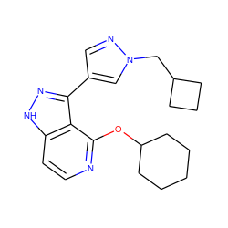 c1cc2[nH]nc(-c3cnn(CC4CCC4)c3)c2c(OC2CCCCC2)n1 ZINC000114759007