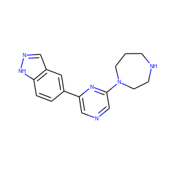 c1cc2[nH]ncc2cc1-c1cncc(N2CCCNCC2)n1 ZINC000169312616