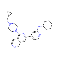 c1cc2c(N3CCN(CC4CC4)CC3)nc(-c3ccnc(NC4CCCCC4)c3)cc2cn1 ZINC000058548465