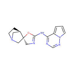 c1cc2c(NC3=NC[C@@]4(CN5CC[C@@H]4C5)O3)ncnn2c1 ZINC000146366989