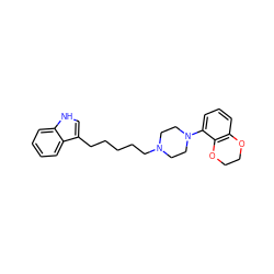 c1cc2c(c(N3CCN(CCCCCc4c[nH]c5ccccc45)CC3)c1)OCCO2 ZINC000013674813