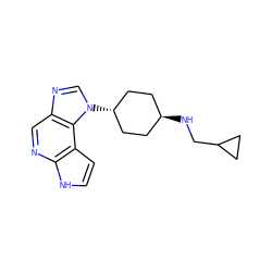 c1cc2c(ncc3ncn([C@H]4CC[C@H](NCC5CC5)CC4)c32)[nH]1 ZINC000254134667