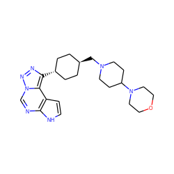 c1cc2c(ncn3nnc([C@H]4CC[C@H](CN5CCC(N6CCOCC6)CC5)CC4)c23)[nH]1 ZINC001772616534