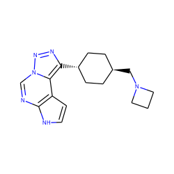 c1cc2c(ncn3nnc([C@H]4CC[C@H](CN5CCC5)CC4)c23)[nH]1 ZINC001772631183