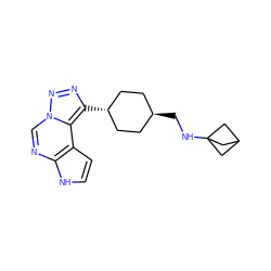 c1cc2c(ncn3nnc([C@H]4CC[C@H](CNC56CC(C5)C6)CC4)c23)[nH]1 ZINC001772610542