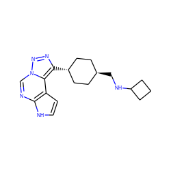 c1cc2c(ncn3nnc([C@H]4CC[C@H](CNC5CCC5)CC4)c23)[nH]1 ZINC001772627050