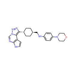 c1cc2c(ncn3nnc([C@H]4CC[C@H](CNc5ccc(N6CCOCC6)cc5)CC4)c23)[nH]1 ZINC001772618906