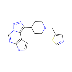 c1cc2c(ncn3nnc(C4CCN(Cc5cncs5)CC4)c23)[nH]1 ZINC001772582643