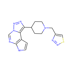 c1cc2c(ncn3nnc(C4CCN(Cc5csnn5)CC4)c23)[nH]1 ZINC001772625790