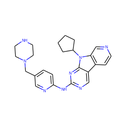 c1cc2c3cnc(Nc4ccc(CN5CCNCC5)cn4)nc3n(C3CCCC3)c2cn1 ZINC000117683922