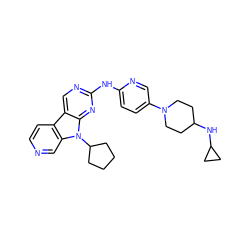 c1cc2c3cnc(Nc4ccc(N5CCC(NC6CC6)CC5)cn4)nc3n(C3CCCC3)c2cn1 ZINC000169706914