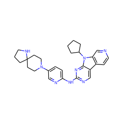 c1cc2c3cnc(Nc4ccc(N5CCC6(CCCN6)CC5)cn4)nc3n(C3CCCC3)c2cn1 ZINC000169706726