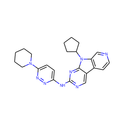 c1cc2c3cnc(Nc4ccc(N5CCCCC5)nn4)nc3n(C3CCCC3)c2cn1 ZINC000169706691