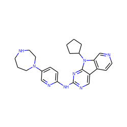 c1cc2c3cnc(Nc4ccc(N5CCCNCC5)cn4)nc3n(C3CCCC3)c2cn1 ZINC000117690028