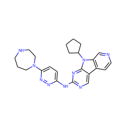 c1cc2c3cnc(Nc4ccc(N5CCCNCC5)nn4)nc3n(C3CCCC3)c2cn1 ZINC000169706705