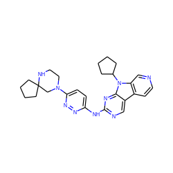 c1cc2c3cnc(Nc4ccc(N5CCNC6(CCCC6)C5)nn4)nc3n(C3CCCC3)c2cn1 ZINC000117689064