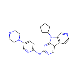 c1cc2c3cnc(Nc4ccc(N5CCNCC5)cn4)nc3n(C3CCCC3)c2cn1 ZINC000087493449