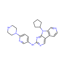 c1cc2c3cnc(Nc4ccc(N5CCNCC5)nc4)nc3n(C3CCCC3)c2cn1 ZINC000117696474