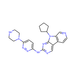 c1cc2c3cnc(Nc4ccc(N5CCNCC5)nn4)nc3n(C3CCCC3)c2cn1 ZINC000169706616