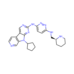 c1cc2c3cnc(Nc4ccc(NC[C@@H]5CCCCN5)nn4)nc3n(C3CCCC3)c2cn1 ZINC000169706682