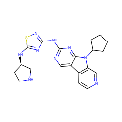 c1cc2c3cnc(Nc4nsc(N[C@@H]5CCNC5)n4)nc3n(C3CCCC3)c2cn1 ZINC000169706716